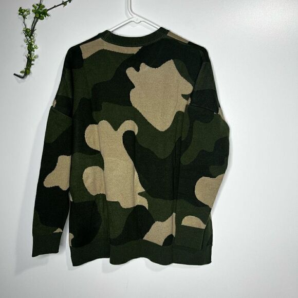 Mud Pie Camouflage Green Tan Autumn Jacquard Sweater NWT! - Picture 9 of 12